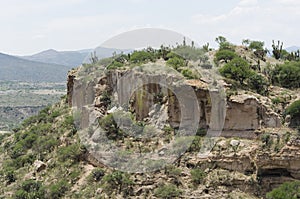 Mezquital Valley, view of sunny Mexican semi-desert landscape photo