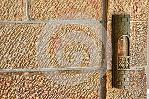 Mezuzah at the entrance to the area near Western Wall