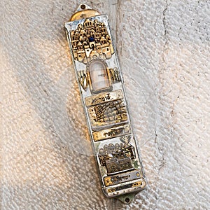 Mezuzah on a Jerusalem home photo