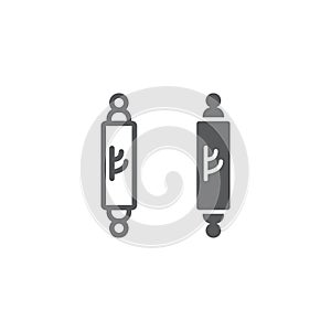 Mezuzah line and glyph icon, door and judaism, jewish doorpost sign, vector graphics, a linear pattern on a white