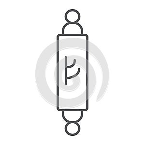 Mezuzah thin line icon, door and judaism, jewish doorpost sign, vector graphics, a linear pattern on a white background.