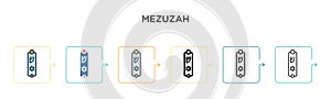 Mezuzah vector icon in 6 different modern styles. Black, two colored mezuzah icons designed in filled, outline, line and stroke