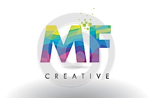 MF M F Colorful Letter Origami Triangles Design Vector. photo