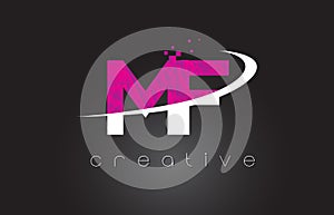 MF M F Creative Letters Design With White Pink Colors photo