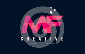 MF M F Letter Logo with Purple Low Poly Pink Triangles Concept photo