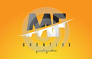 MF M F Letter Modern Logo Design with Yellow Background and Swoosh. photo