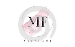 MF M F Watercolor Letter Logo Design with Circular Brush Pattern photo