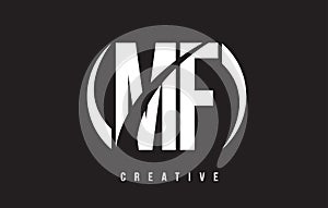 MF M F White Letter Logo Design with Black Background. photo