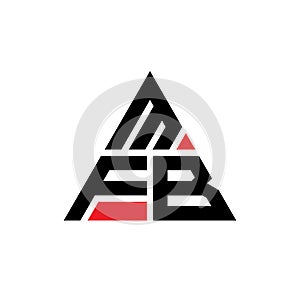 MFB triangle letter logo design with triangle shape. MFB triangle logo design monogram. MFB triangle vector logo template with red