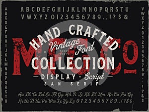 MFG Co. Hand Drawn Vintage Font Collection. Three different fonts. Display, Script and San Serif.