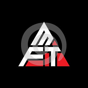 MFT triangle letter logo design with triangle shape. MFT triangle logo design monogram. MFT triangle vector logo template with red