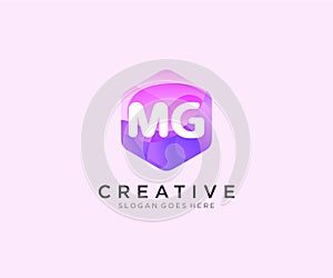 MG initial logo With Colorful Hexagon Modern Business Alphabet Logo template vector