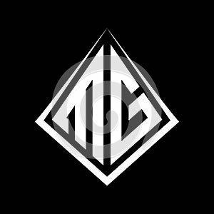 MG logo letters monogram with prisma shape design template photo