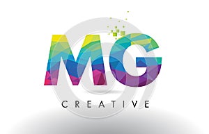 MG M G Colorful Letter Origami Triangles Design Vector.