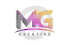 MG M G Letter Logo Design with Magenta Dots and Swoosh