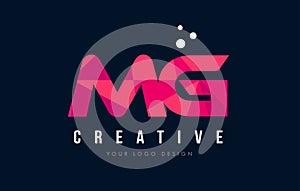 MG M G Letter Logo with Purple Low Poly Pink Triangles Concept