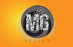 MG M G Logo Made of Small Letters with Black Circle and Yellow B