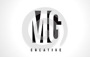 MG M G White Letter Logo Design with Black Square.