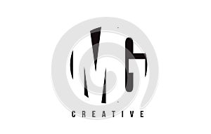 MG M G White Letter Logo Design with Circle Background.