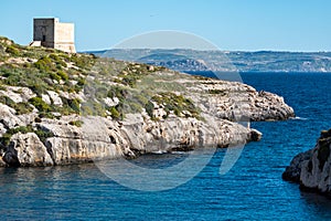 Mgarr Ix-Xini Bay Tower Gozo. Malta.