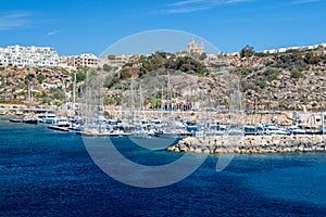 Mgarr, Malta - May 8, 2017: Mgarr Harbour at Gozo Island from the ferry.