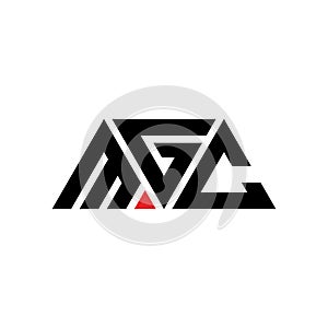 MGC triangle letter logo design with triangle shape. MGC triangle logo design monogram. MGC triangle vector logo template with red