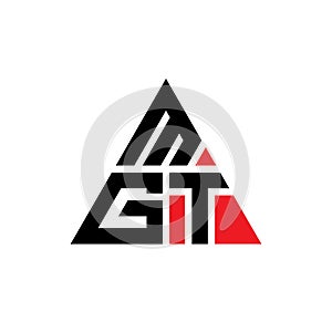MGT triangle letter logo design with triangle shape. MGT triangle logo design monogram. MGT triangle vector logo template with red