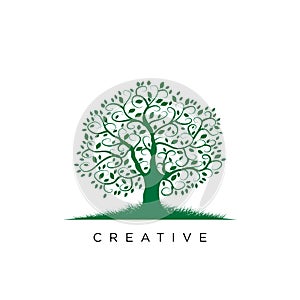 Tree life logo design vector icon unique