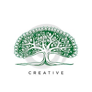 Tree life logo design vector icon unique