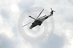 Mi-35P Phoenix transport and combat helicopter at the MAKS-2021 International Aviation and Space Salon in Zhukovsky, Russia