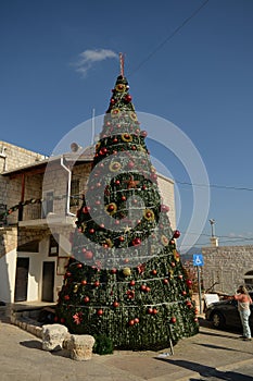 Mi`ilya village. Israel. Arab Christian village in the north of Israel. Church of St Mary Magdalen. Church courtyard and