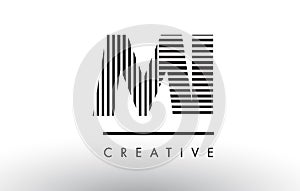 MI M I Black and White Lines Letter Logo Design.