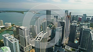 Miami Aerial View Buildings Boats Miami River Brickell and Down Town