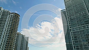 Miami Aerial View Buildings Boats Miami River Brickell and Down Town