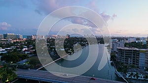 Miami Aerial View Buildings Boats Miami River Brickell and Down Town