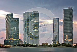 Miami architecture at sunset photo