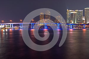 Miami Bayfront Skyline and Port at Night