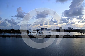Miami Beach and the Florida `intra-Coastal Waterway at Dawn