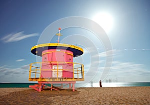 Miami Beach Florida lifeguard house at night