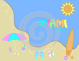 Miami Beach, Florida. Summer banner, tropical beach design.