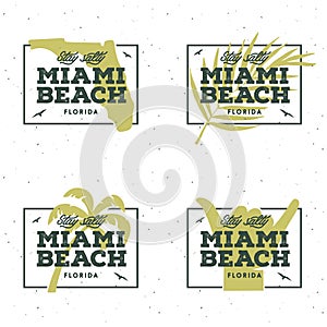 Miami beach florida t-shirt design. Vector vintage illustration.