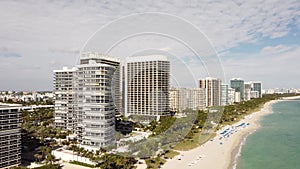 Miami Beach oceanfront condominiums 4k aerial