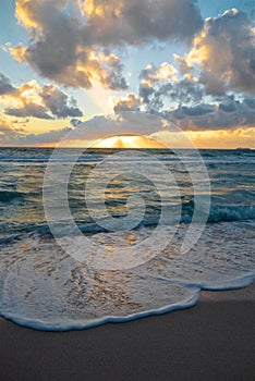 Miami Beach Sunrise and Breaking Waves