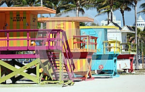 Miami beach typical lifeguard house colorful baywatch south beach