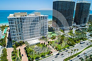 Miami beachfront condominiums shot with a drone