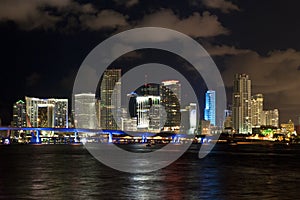 Miami city night skyline