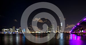 Miami city night skyline