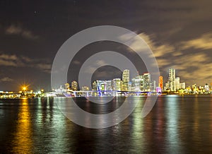 Miami city skyline panorama at dusk