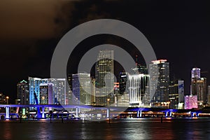 Miami downtown night view. Florida. USA.