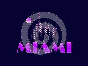 Miami, emblem in the style of the 80s. Points symbolize the skyscrapers. Vector